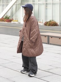 サテンライナー付きパイピングガウンコート Kastane - Kastane サテンライナー付きパイピングガウン コート / ノー