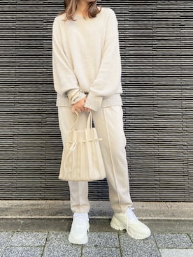 「プリーツバッグ」｜•ᴥ•  m i mさん（レディース・156cm）の秋コーディネート