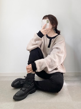 「kutir」｜「アイテム（スウェット）」を使った、•ᴥ•  m i mさん（レディース・156cm）の秋コーディネート