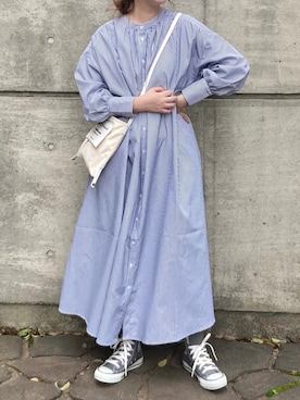 「コンバース ハイカット」｜「アイテム（ワンピース/ドレス）」を使った、•ᴥ•  m i mさん（レディース・156cm）の春コーディネート