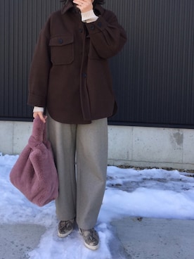 「パイソン柄」｜HaMさん（レディース・155cm）の冬コーディネート