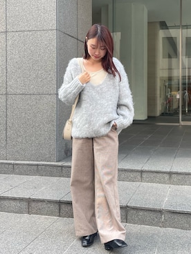 「CLEIO（クレイオ）の【CLEIO】シャギーUネックニット（ニット/セーター、グレー系）」を使った、rkkさん（レディース・162cm）の冬コーディネート