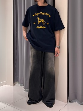 「SENSE OF PLACE by URBAN RESEARCH(センスオブプレイスバイアーバンリサーチ)のヴィンテージグラフィックヘンリーネックTシャツ(Tシャツ/カットソー、ブルー系)」を使った、Ryot@さん(メンズ・159cm)の春コーディネート