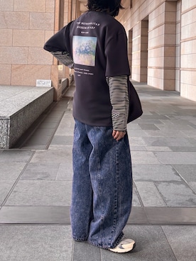 「SENSE OF PLACE by URBAN RESEARCH（センスオブプレイスバイアーバンリサーチ）の『別注』The Met×SENSE OF PLACE　SHORT-SLEEVE T-SHIRTS(Monet)（Tシャツ/カットソー、ブラック系）」を使った、Ryot@さん（メンズ・159cm）の春コーディネート