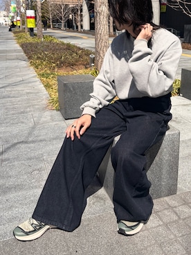 「SENSE OF PLACE by URBAN RESEARCH（センスオブプレイスバイアーバンリサーチ）の『一部WEB限定カラー』『ユニセックス』ヴィンテージライクデニムワイドパンツ（デニムパンツ、ブルー系）」を使った、Ryot@さん（メンズ・159cm）の春コーディネート