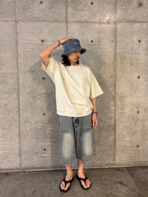 ダブルニーワイドデニムショーツ