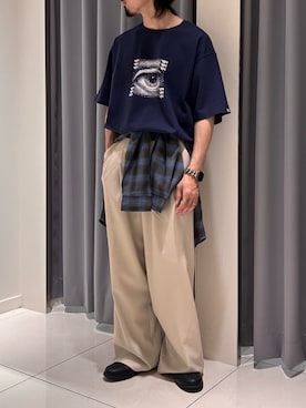 「SENSE OF PLACE by URBAN RESEARCH(センスオブプレイスバイアーバンリサーチ)の『速乾』ドライタッチ2タックワイドパンツ(その他パンツ、ベージュ系)」を使った、Ryot@さん(メンズ・159cm)の春コーディネート