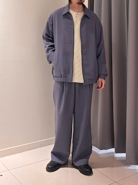 「SENSE OF PLACE by URBAN RESEARCH(センスオブプレイスバイアーバンリサーチ)の『UR TECH DRYLUXE』リネンライクワイドパンツ(その他パンツ、パープル系)」を使った、Ryot@さん(メンズ・159cm)の春コーディネート