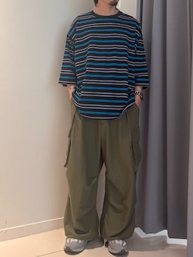 「SENSE OF PLACE by URBAN RESEARCH(センスオブプレイスバイアーバンリサーチ)のワイドカーゴパンツ(その他パンツ、グリーン系)」を使った、Ryot@さん(メンズ・159cm)の春コーディネート