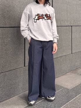 「SENSE OF PLACE by URBAN RESEARCH（センスオブプレイスバイアーバンリサーチ）の『別注』MARK GONZALES×SENSE OF PLACE　スウェット（スウェット、グレー系）」を使った、Ryot@さん（メンズ・159cm）の春コーディネート