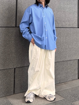 「SENSE OF PLACE by URBAN RESEARCH（センスオブプレイスバイアーバンリサーチ）のマイクロチェックレギュラーカラーシャツ（シャツ/ブラウス、ブルー系）」を使った、Ryot@さん（メンズ・159cm）の春コーディネート