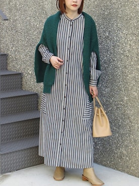 「スクエアトゥ」｜「アイテム（シャツワンピース）」を使った、fujiさん（レディース・154cm）の冬コーディネート