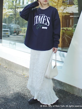 「ニットキャップ」｜「アイテム（ワンピース/ドレス）」を使った、fujiさん（レディース・154cm）の冬コーディネート