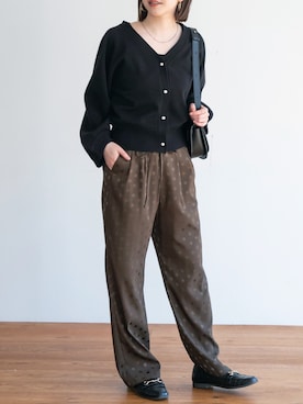 「ドットパンツ」｜fujiさん（レディース・154cm）の冬コーディネート