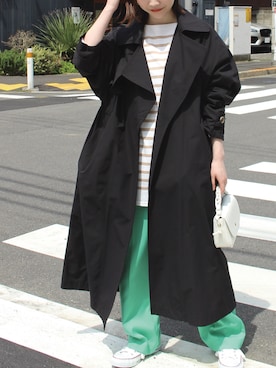 「マリン」｜「アイテム（トレンチコート）」を使った、fujiさん（レディース・154cm）の春コーディネート