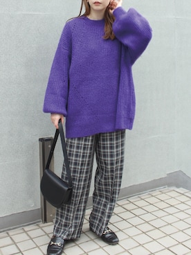 「袖ボリューム」｜「アイテム（スラックス）」を使った、fujiさん（レディース・154cm）の秋コーディネート