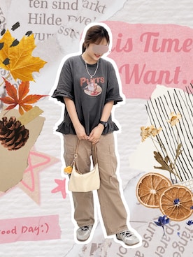 「アイテム（バレエシューズ）」を使った、ハンナHannah さん（レディース・160cm）の秋コーディネート