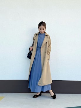 「Te chichi TERRASSE（テチチテラス）のアイテム（トレンチコート）」を使った、RISA HARADAさん（レディース・165cm）の秋コーディネート