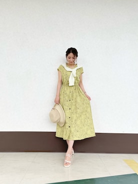 「Te chichi TERRASSE（テチチテラス）のアイテム（帽子）」を使った、RISA HARADAさん（レディース・165cm）の夏コーディネート