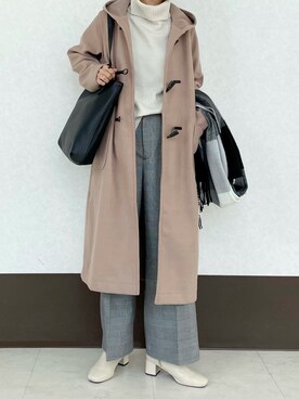 「ラメ」｜「アイテム（ダッフルコート）」を使った、RISA HARADAさん（レディース・165cm）の秋コーディネート