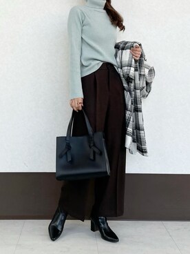 「Te chichi TERRASSE」｜「アイテム（パンツ）」を使った、RISA HARADAさん（レディース・165cm）の冬コーディネート