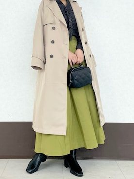 「Te chichi TERRASSE（テチチテラス）のアイテム（ステンカラーコート）」を使った、RISA HARADAさん（レディース・165cm）の秋コーディネート
