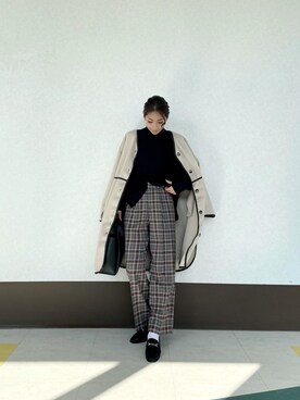 「Lugnoncure（ルノンキュール）のアイテム（ノーカラーコート）」を使った、RISA HARADAさん（レディース・165cm）の冬コーディネート