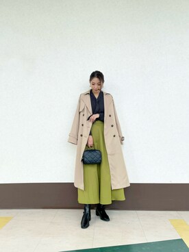 「Te chichi TERRASSE（テチチテラス）のアイテム（ステンカラーコート）」を使った、RISA HARADAさん（レディース・165cm）の秋コーディネート
