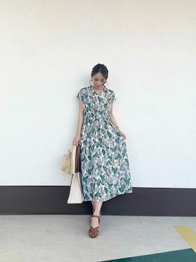 「Te chichi TERRASSE（テチチテラス）のアイテム（帽子）」を使った、RISA HARADAさん（レディース・165cm）の夏コーディネート