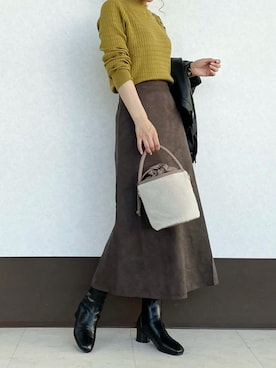 「Te chichi TERRASSE」｜「アイテム（ブーツ）」を使った、RISA HARADAさん（レディース・165cm）の秋コーディネート