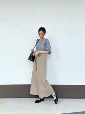 「Te chichi TERRASSE（テチチテラス）のアイテム（オールインワン・サロペット）」を使った、RISA HARADAさん（レディース・165cm）の春コーディネート