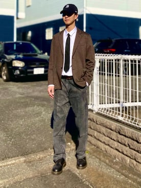 「アイテム（ドレスシューズ）」を使った、gomiさん（メンズ・176cm）の冬コーディネート