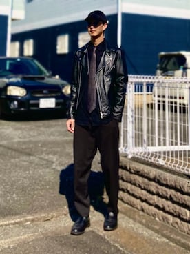 「URBAN RESEARCH（アーバンリサーチ）のアイテム（ライダースジャケット）」を使った、gomiさん（メンズ・176cm）の秋コーディネート
