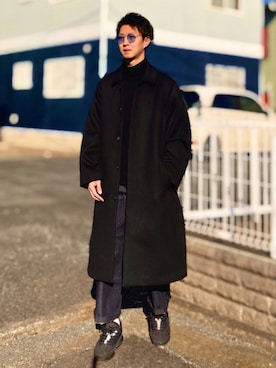 「Lui's（ルイス）のアイテム（ステンカラーコート）」を使った、gomiさん（メンズ・176cm）の冬コーディネート