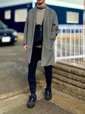 「JOURNAL STANDARD relume（ジャーナルスタンダード　レリューム）のアイテム（チェスターコート）」を使った、gomiさん（メンズ・176cm）の冬コーディネート