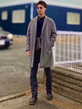 「JOURNAL STANDARD relume（ジャーナルスタンダード　レリューム）のアイテム（チェスターコート）」を使った、gomiさん（メンズ・176cm）の冬コーディネート