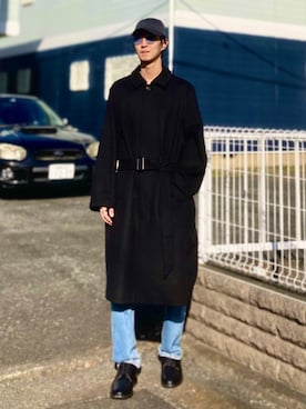 「Lui's（ルイス）のアイテム（ステンカラーコート）」を使った、gomiさん（メンズ・176cm）の冬コーディネート