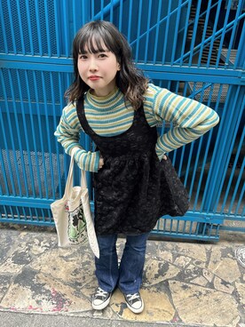 「Levis」｜「アイテム（ワンピース/ドレス）」を使った、 ねむたいべいび〜さん（レディース・152cm）の冬コーディネート