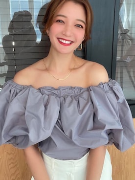 「オフショルダー」｜岩本知世さん（レディース・158cm）の冬コーディネート