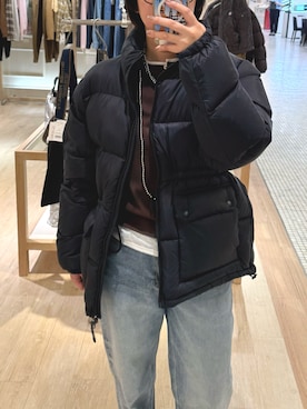 「トレンド秋素材コーデ」｜「アイテム（ダウンジャケット/コート）」を使った、Hayashida さん（レディース・162cm）の秋コーディネート