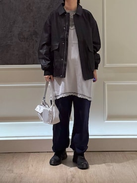 「GLOSTER（グロスター）のアイテム（ブルゾン）」を使った、Hayashida さん（レディース・162cm）の秋コーディネート