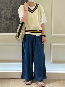 「みんなの白Tフェス」｜「アイテム（ベスト）」を使った、Hayashida さん（レディース・162cm）の夏コーディネート
