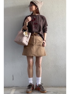「アイテム（リング）」を使った、tomoさん（レディース・153cm）の秋コーディネート