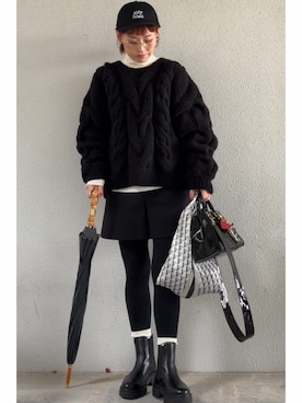 「FALKE（ファルケ）のアイテム」を使った、tomoさん（レディース・153cm）の冬コーディネート