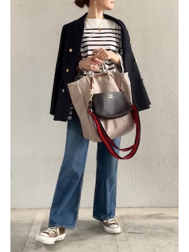 「JOURNAL STANDARD relume（ジャーナルスタンダード　レリューム）の●T/Wギャバネイビーブレザー◆（テーラードジャケット）」を使った、tomoさん（レディース・153cm）の秋コーディネート