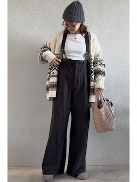 「アイテム（ニットキャップ/ビーニー）」を使った、tomoさん（レディース・153cm）の秋コーディネート