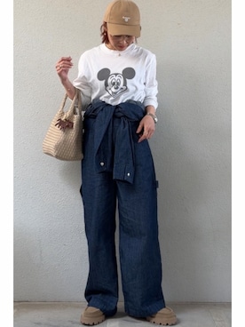 「UNIVERSAL OVERALL（ユニバーサルオーバーオール）のアイテム」を使った、tomoさん（レディース・153cm）の春コーディネート