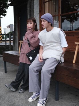 「アイテム（ダウンベスト）」を使った、秋やまさん（メンズ・178cm）の冬コーディネート