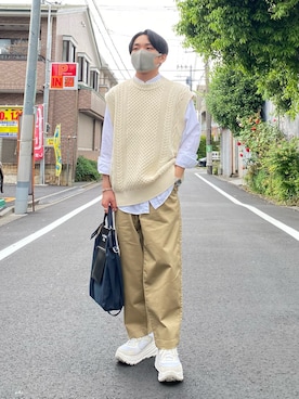 「MONKEY TIME（モンキータイム）のアイテム（ニット/セーター）」を使った、yoshiさん（メンズ・160cm）の春コーディネート