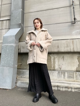 「Kastane（カスタネ）のアイテム（ムートンコート）」を使った、MOTOZAWA HONOKAさん（レディース・159cm）の秋コーディネート